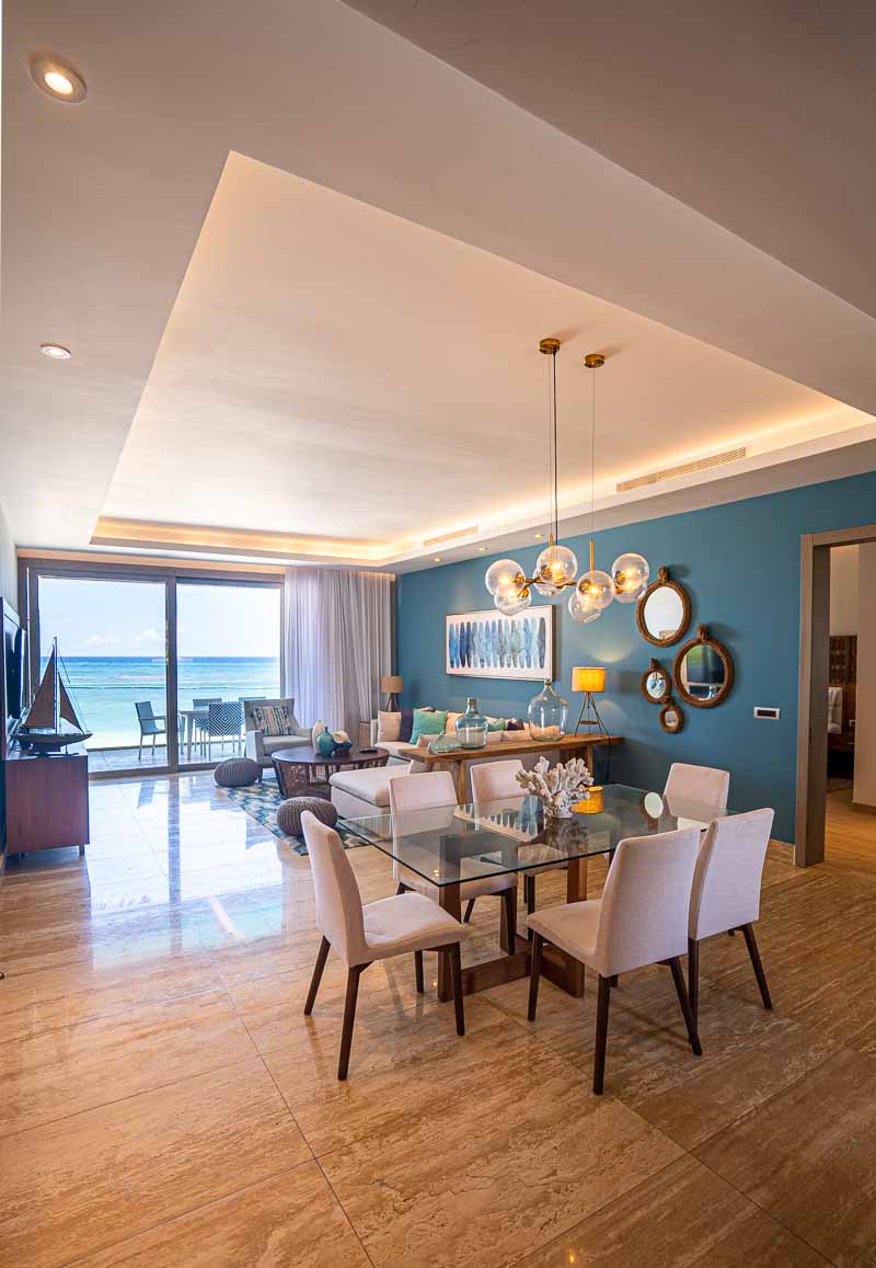 living room hotel suite on beachfront