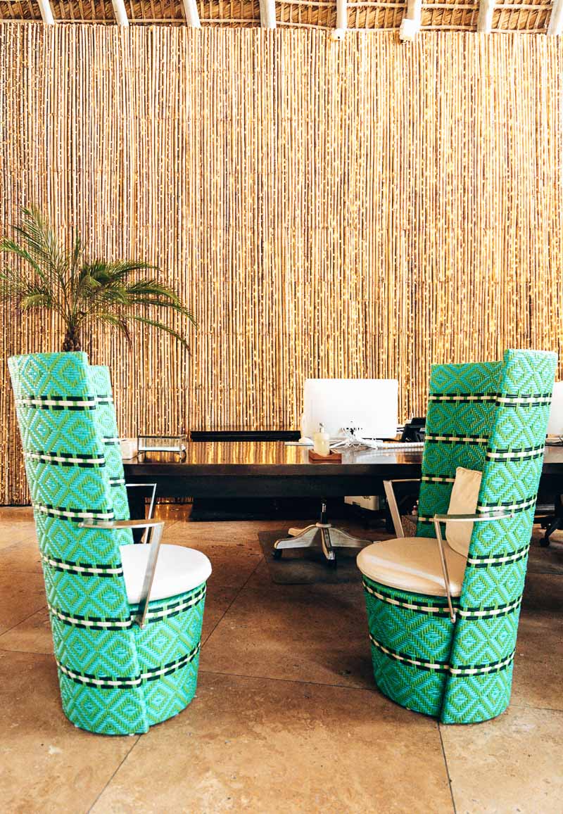 funky lobby chairs in hotel