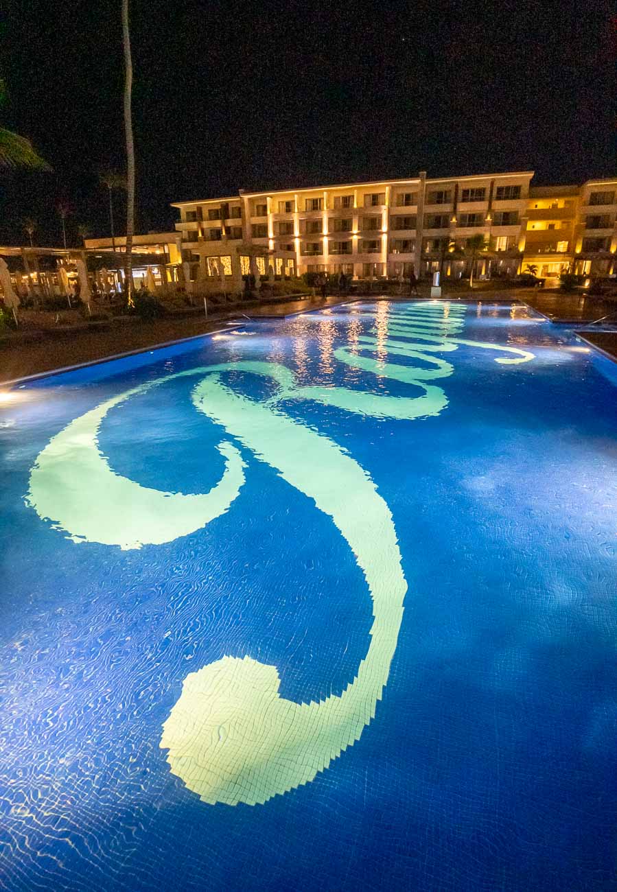 night view of pool at resort