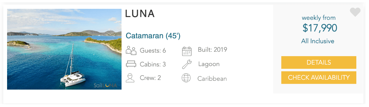 sailluna.com luna booking